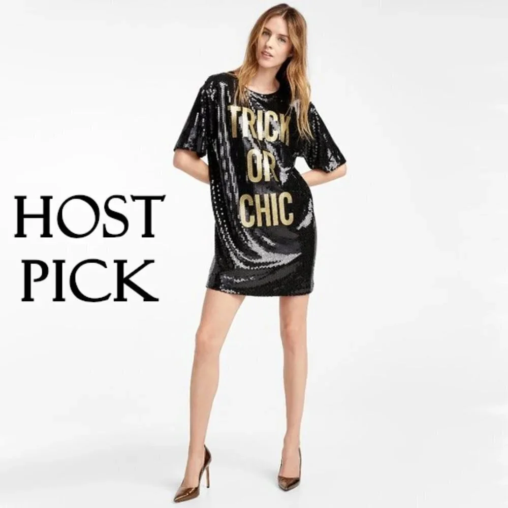 Moschino | Dresses | Nwt Moschino Trick Or Chic Black Gold Sequin Mini  Holiday Dress | Poshmark